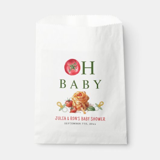 Oh Baby Pasta & Fopspenen Baby shower Bedankzakje (Voorkant)