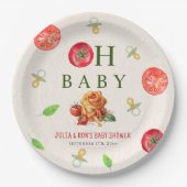Oh Baby Pasta & Fopspenen Baby shower Papieren Bordje (Voorkant)