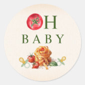 Oh Baby Pasta & Fopspenen Baby shower Ronde Sticker (Voorkant)