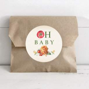 Oh Baby Pasta & Fopspenen Baby shower Ronde Sticker