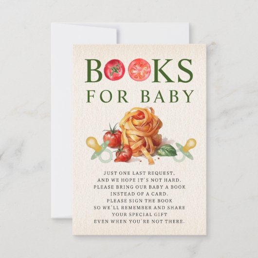 Oh Baby Pasta & Pacifiers Baby Shower Boek Verzoek Kaart (Voorkant)