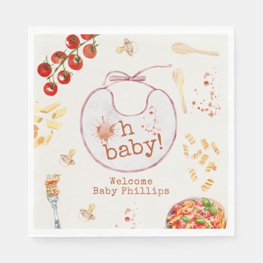 Oh Baby Pasta & Pacifiers Roze Meisje Baby shower Servet (Voorkant)