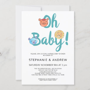 Oh Baby Pastel Cute Animals Virtueel Baby shower Kaart