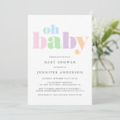 Oh Baby Pastel Minimal Modern Baby shower Kaart (Staand voorkant)