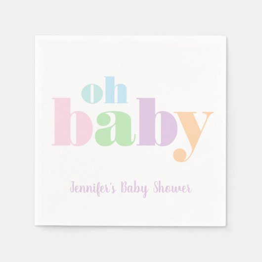 Oh Baby Pastel Minimal Modern Baby shower Servet (Voorkant)