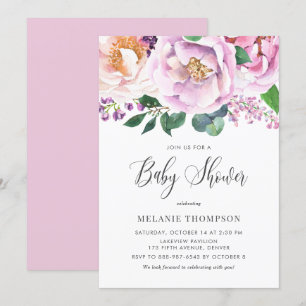 Oh Baby Pastel Paars Peonies Spring Baby shower Kaart