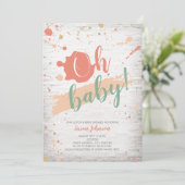 Oh Baby Pastel Paint Splatter Brick Baby shower Kaart (Staand voorkant)
