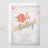 Oh Baby Pastel Paint Splatter Brick Baby shower Kaart (Voorkant / Achterkant)