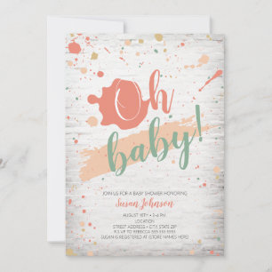 Oh Baby Pastel Paint Splatter Brick Baby shower Kaart