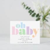 Oh Baby Pastel Typografie Virtual Baby Meisje Douc Uitnodiging Briefkaart (Staand voorkant)
