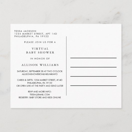 Oh Baby Pastel Typografie Virtueel Baby shower Uitnodiging Briefkaart (Achterkant)