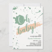 Oh Baby Peach en Green Girl Baby shower Kaart (Voorkant)