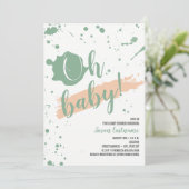 Oh Baby Peach en Green Girl Baby shower Kaart (Staand voorkant)