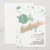 Oh Baby Peach en Green Girl Baby shower Kaart (Voorkant / Achterkant)