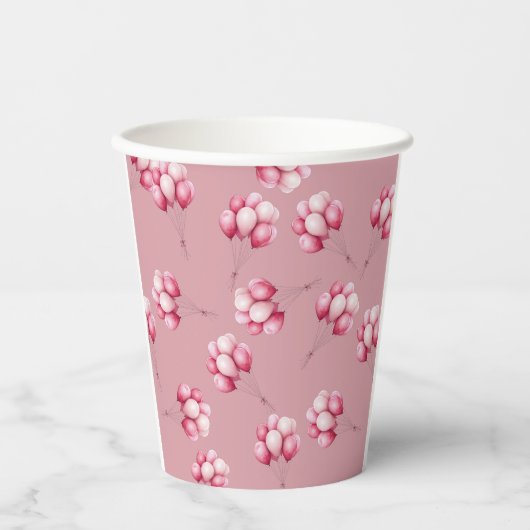 Oh Baby Pink Balloons Papieren Bekers (Voorkant)