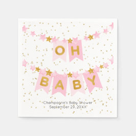 Oh Baby Pink Bunting Flags Baby shower Servet