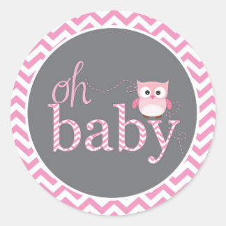 Oh Baby Pink Chevron Uil Douche Sticker
