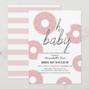 Oh Baby Pink Donut Girl Virtual Baby shower Kaart