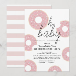 Oh Baby Pink Donut Meisje Drive-by Baby shower Kaart