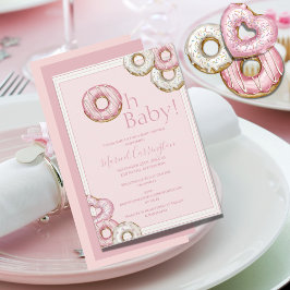 Oh Baby Pink Donuts Waterverf Baby shower Kaart