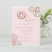 Oh Baby Pink Donuts Waterverf Baby shower Kaart (Staand voorkant)
