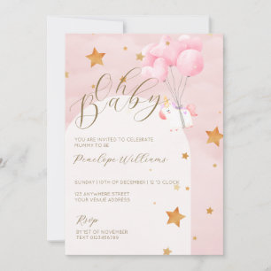 Oh Baby Pink Eenhoorn Baby shower Invitation Kaart