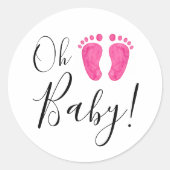 Oh Baby Pink Feet Ronde Sticker (Voorkant)