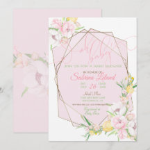 Oh Baby Pink Floral Baby shower Crystal Lijst