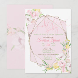 Oh Baby Pink Floral Baby shower Crystal Lijst Kaart