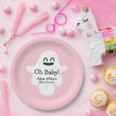 Oh Baby Pink Ghost Halloween Baby shower Papieren Bordje (Feest)