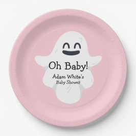 Oh Baby Pink Ghost Halloween Baby shower Papieren Bordje