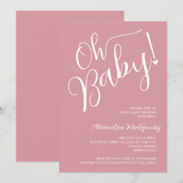 Oh Baby! Pink Girl Baby shower Kaart