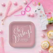Oh Baby! Pink Girl Baby shower Papieren Bordje (Feest)