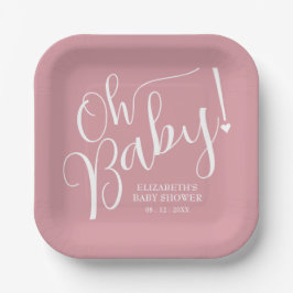 Oh Baby! Pink Girl Baby shower Papieren Bordje