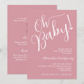 Oh Baby! Pink Girl Baby shower QR-code Kaart (Voorkant / Achterkant)