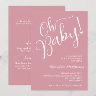 Oh Baby! Pink Girl Baby shower QR-code Kaart