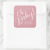 Oh Baby! Pink Girl Baby shower Vierkante Sticker (Tas)
