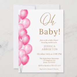 Oh baby! Pink Gold girl baby shower Kaart