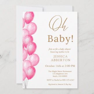 Oh baby! Pink Gold girl baby shower Kaart