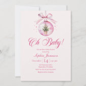 Oh Baby Pink Holiday Baby Shower Kaart (Voorkant)