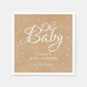 Oh Baby Pink Love Hearts Baby shower / Sprinkle Servet (Voorkant)