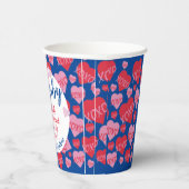 Oh Baby Pink Red Sweethearts Baby shower Blauw Papieren Bekers (Rechts)