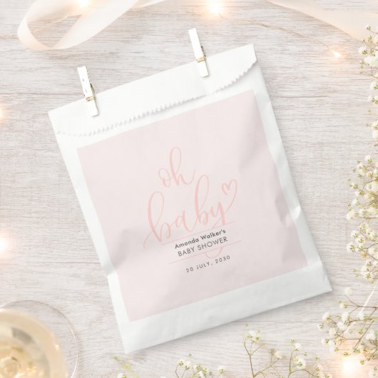 Oh Baby Pink Script Minimal Baby Shower Bedankzakje (Geknipt)
