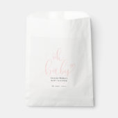 Oh Baby Pink Script Minimal Baby Shower Bedankzakje (Voorkant)