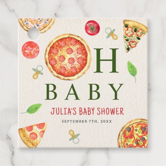 Oh Baby Pizza + Baby shower Pacifiers Bedankjes Labels (Voorkant)