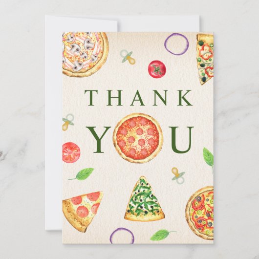 Oh Baby Pizza + Baby shower Pacifiers Bedankkaart (Voorkant)