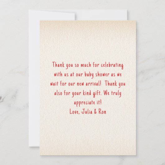 Oh Baby Pizza + Baby shower Pacifiers Bedankkaart (Achterkant)