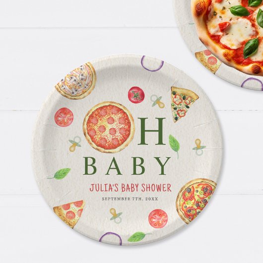 Oh Baby Pizza + Baby shower Pacifiers Papieren Bordje