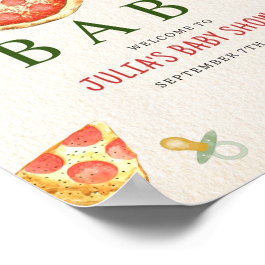 Oh Baby Pizza + Baby shower Pacifiers Poster (Hoek)