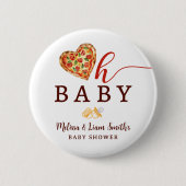 Oh Baby Pizza en Fopspenen Baby shower Button – F (Voorkant)
